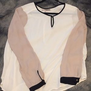 FOREVER 21- color block beige and black blouse
